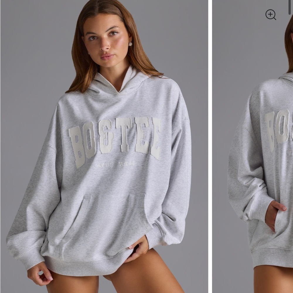 Oh Polly Gray Oversized Long Sleeve Hoodie